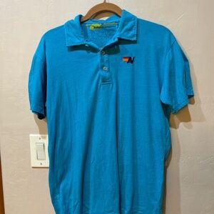 Aviator Nation Logo Polo Shirt Ocean Size M
